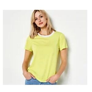 Candace Cameron Bure Lurex Trim Short-Sleeve Tee